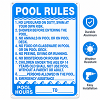Panneau d'avertissement en aluminium pour les règles de la piscine, plaque de réglementation de sécurité pour piscine extérieure, pour piscine publique ou privée