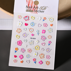 1 pezzo 5D Macaron fiore frutta Nail Art adesivo in rilievo orso/coniglio/lettera unghie Slider decalcomanie adesivi estivi Manicure decorazione - Product Image 1