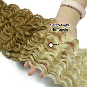 Extensions de cheveux synthétiques en fibres protéinées bio, résistantes à la chaleur, bouclées, en fibres bio organiques, tresses au crochet naturelles, en paquet - Product Image 4