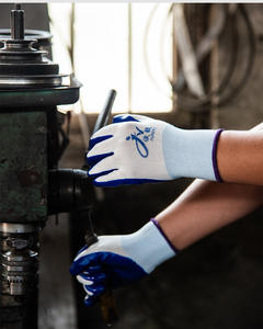 Guantes de Trabajo de Nailon Azul a Precio Económico, Guantes de Seguridad Recubiertos de Nitrilo para Jardín y Palma Aceitera - Product Image 2