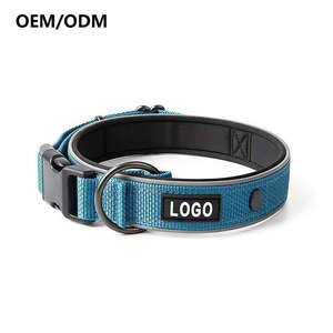 Collier pour <span class=keywords><strong>chien</strong></span> en nylon qui brille dans le noir, petit MOQ, logo personnalisé, anneau métallique réfléchissant, réglable, durable pour les grands chiens - Product Image 1