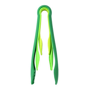 ที่คีบอาหารพลาสติกสีเขียวชุด 3 ชิ้นเครื่องมือทำอาหารในครัวกันลื่นสำหรับการจัดการขนมปังเค้กสลัด - Product Image 2