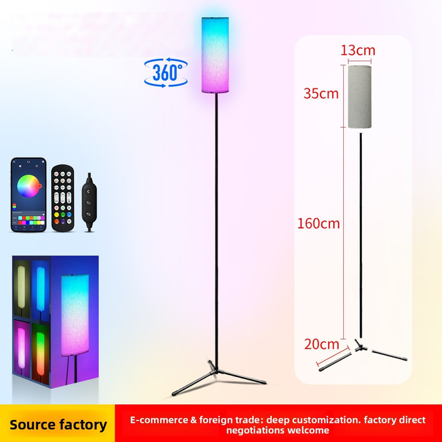 RGB Floor Lamp Modern LED Corner Standing Lamp Music Sync App Control Dimmable Color Changing for Living/Gaming Room