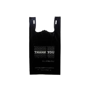 Merci T-shirt noir Sacs personnalisés emballage <span class=keywords><strong>Sac</strong></span> à provisions en plastique d'impression personnalisée pas cher bon <span class=keywords><strong>prix</strong></span> - Product Image 2
