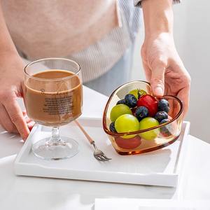 Bol en verre borosilicate épais en forme de cœur ambré, pour céréales, desserts, yaourts, vaisselle pour fêtes, usage adulte - Product Image 3