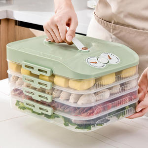 Conteneur de Conservation Alimentaire Vert en Gros avec Indicateur de Date, Bac à Raviolis <span class=keywords><strong>Empilable</strong></span> en <span class=keywords><strong>Plastique</strong></span>, Rangement de Cuisine Grande Capacité - Product Image 2
