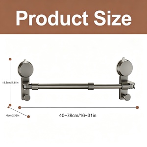 Toallero sin taladro con fuerte succión, organizador de ducha ajustable para puerta de vidrio, pared y esquina, para toallas de baño y pantuflas - Product Image 2