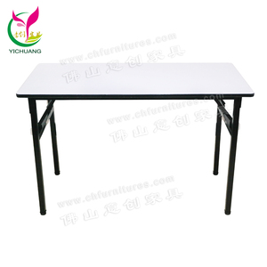 Mesas plegables negras con marco de metal para comedor de hotel para eventos - Product Image 4