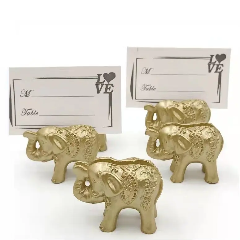 Buona qualità decorazione di cerimonia nuziale favore nome ospite animale elefante d'oro segnaposto di nozze
