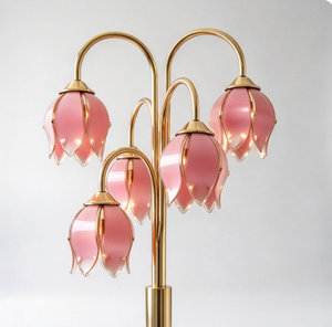 Lámpara de Pie Romántica con Flores de Cristal Rosa, Elegante Lámpara de Poste Dorado para Bodas o Vestíbulos de Hoteles de Lujo, Luz Ambiental Regulable - Product Image 3