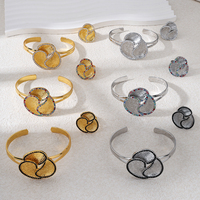 Ensemble de bijoux manchette à pétales irréguliers tendance, zircon multicolore, vente chaude, bracelet ouvert et bague pour femme, idéal pour les fêtes et le quotidien