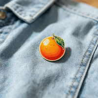 Broche en émail en forme de fruit, vente en gros, broche esthétique réaliste en forme d'orange, épinglette pour collection, cadeau, souvenir