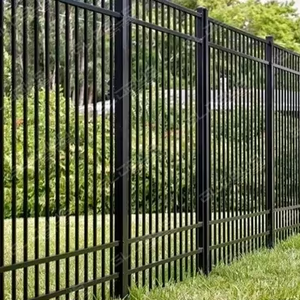 Panneaux <span class=keywords><strong>de</strong></span> clôture <span class=keywords><strong>de</strong></span> jardin en fer forgé, tubes métalliques soudés galvanisés et thermolaqués noirs, d'occasion, économiques et écologiques - Product Image 1