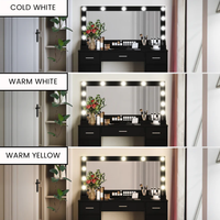 Coiffeuse 47.5 "avec miroir et lumières LED et rangement pour le maquillage Coiffeuse avec tiroirs Coiffeuse avec station de charge