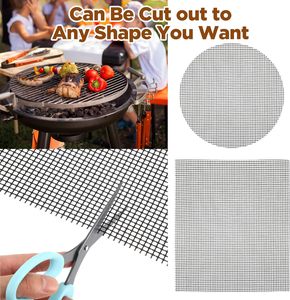 Non-Stick BBQ Grill Mesh Mats Reusable Grilling Mat for Gas Charcoal Pellet Oven & Air <b>Fryer</b> - Product Image 3