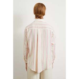 Chemise en modal rayée pour femme, chemisier décontracté en popeline à boutons, pour tous les jours - Product Image 1