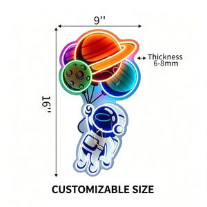 Enseigne néon LED personnalisée Astronaute avec impression UV 3D sur acrylique et bande de silicone flexible – Colorée pour chambre, bar, vitrine, restaurant - Product Image 6