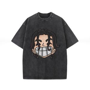 Camiseta de manga corta unisex personalizada de fábrica con ropa de calle Vintage de peso pesado estampada Camiseta de lavado ácido de algodón 100%. - Product Image 2
