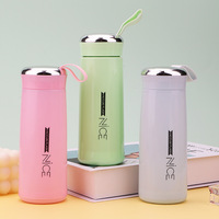 Belle bande dessinée lapin 400ml tasse d'eau haute qualité Portable tasse en verre dessin animé Simple grande capacité bouteille d'eau avec paille