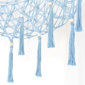 Stuffed Animal Toy Hammock Nursery Hanging Stuff Animals Organizers <b>Storage</b> with Tassels Boho Large Corner Mesh Toy Hammock - Product Image 4