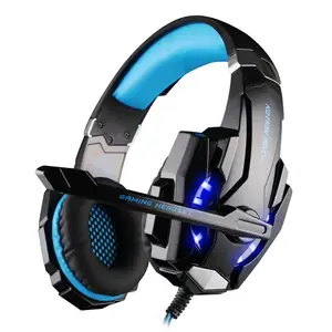 Auriculares G9000 de 3,5mm para videojuegos, cascos por encima de la oreja con cancelación de ruido y micrófono, luz LED, Control de volumen para PS4 y portátil