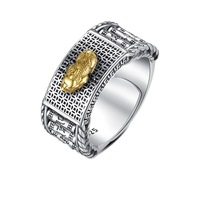 Authentique roue de prière en argent Sterling 925, bagues bouddhistes Pixiu Vajra, pilon swstika pour hommes et femmes, bijoux rétro rotatifs