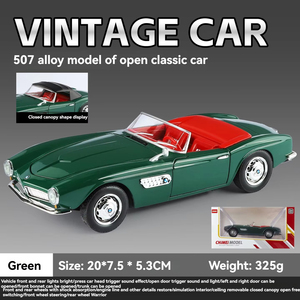 Modellino <span class=keywords><strong>Auto</strong></span> in Metallo <span class=keywords><strong>CM</strong></span> 1:24, BMW 507 Classica con Suoni e Luci, Porte Apribili, Modello Vintage Decappottabile - Product Image 5