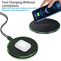 Bantalan pengisi daya nirkabel cepat 15W terbaik tren lampu LED pengisian cepat pengisi daya ponsel nirkabel kulit karet