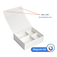 Caja de Regalo Magnética Blanca Minimalista Personalizada con 4 Divisores, Caja de Empaque Magnética Rígida para Té, Cuidado de la Piel, Sets de Regalo
