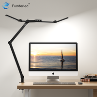 Lampe de lecture protège les yeux en gros avec 3 couleurs et bras oscillant en métal lampe de bureau LED alimentée en courant continu pince sur longue lumière d'ordinateur