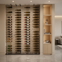 Porte-bouteilles de vin flottant, présentoir, rangement, décoratif, supports à vin en câble avec verre transparent, support à vin mural