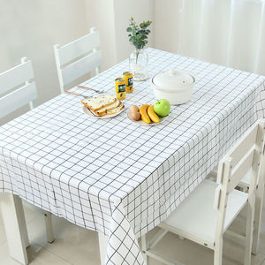PVC <b>Tablecloth</b> <b>Rectangle</b> Waterproof Oil Proof Home Use Black Grid Pattern - Product Image 1