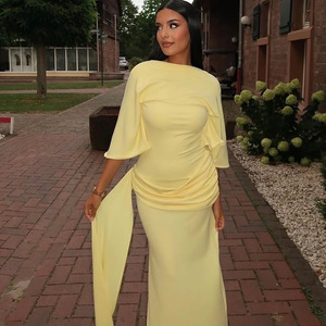 Abito Invernale <span class=keywords><strong>da</strong></span> Donna Lungo, Scollato sulla Schiena, Sexy, Plissettato, Ampio sui Fianchi, Vintage, Antistatico, alla Moda con Colletto alla Coreana, Taglia <span class=keywords><strong>XL</strong></span> - Product Image 1