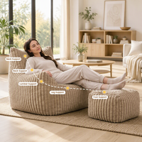 Fauteuil pouf géant en peluche avec rembourrage en mousse à mémoire de forme, design moderne pour adultes et enfants - Un siège avec accoudoirs pour salon