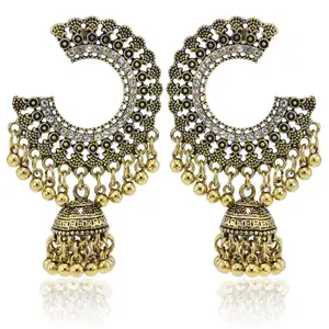 fashion traditional indian hobemian boho silver jhumka earring design brass earrings women jewelry earrings