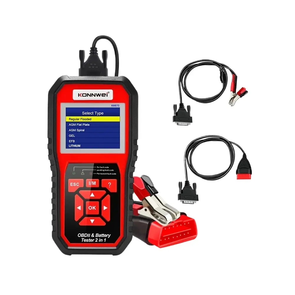 KONNWEI KW870 6 V 12 V Auto-Motorrad-Akku-Tester OBD2 Diagnosegerät Scanner 2 in1 Kurbelladung-Testgeräte für Auto