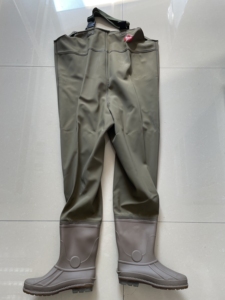 Keming Men's Fishing Rain Pants 37-48 <strong>Plus</strong> <strong>Size</strong> Rubber Rain Boots <strong>PVC</strong> Knitted Fabric Windproof Waterproof Breathable Chest Wader - Product Image 6
