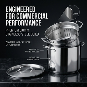 Cuiseur à pâtes en acier inoxydable avec insert vapeur, poignées robustes de 0,8 mm, ustensile de cuisine professionnel pour restaurant - Product Image 4