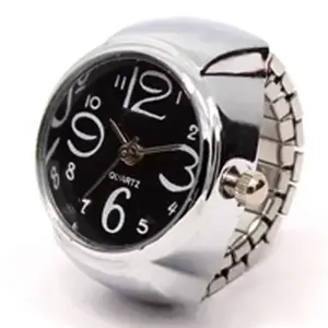 Reloj de Dedo Punk Vintage, Mini Reloj de Aleación con Correa Elástica, Anillos de Pareja, Joyería, Reloj de Cuarzo Retro Romano para Mujer y Hombre - Product Image 1