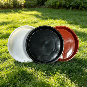 Round Plastic Pot <b>Tray</b> With Drainage Hole For Indoor Outdoor Use PP Material <b>Large</b> Size Flowerpot Base - Product Image 1