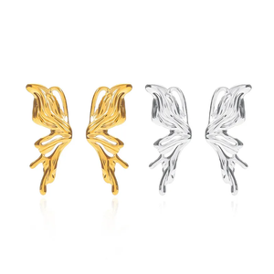 ต่างหูผีเสื้อสแตนเลสสุดชิคสำหรับผู้หญิง สไตล์ทอง 18K ดีไซน์ผีเสื้อเหล็ก 3 มิติ เครื่องประดับหวานและเท่สำหรับใส่ทุกวัน - Product Image 5
