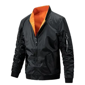 Yingquanz jaket bomber reversibel pria, mantel penerbangan desain baru kustom pemasok jaminan jual beli