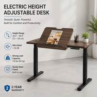 Bureau réglable électrique intelligent à double moteur avec panneau rabattable partiel, en acier laminé à froid, design simple