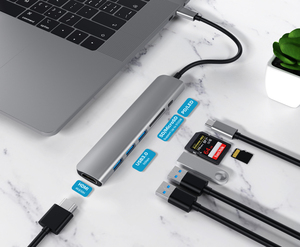 <span class=keywords><strong>Hub</strong></span> USB-C d'usine vers adaptateur vidéo 4K <span class=keywords><strong>Thunderbolt</strong></span> <span class=keywords><strong>3</strong></span> avec lecteur de cartes TF/SD <span class=keywords><strong>3</strong></span>.0 et PD pour <span class=keywords><strong>MacBook</strong></span> <span class=keywords><strong>Pro</strong></span>/Air/Huawei Mate - Product Image 1