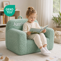 Canapé pour enfants en sherpa personnalisé OEKO-TEX avec nom personnalisé, siège individuel confortable en mousse pour bébés et enfants de 2 ans et plus