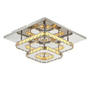 Plafonnier LED moderne décoratif 36W à 2 anneaux carrés en cristal, <span class=keywords><strong>luminaire</strong></span> encastré AC85-260V pour <span class=keywords><strong>salle</strong></span> <span class=keywords><strong>de</strong></span> <span class=keywords><strong>bain</strong></span> et hall d'entrée - Product Image 1