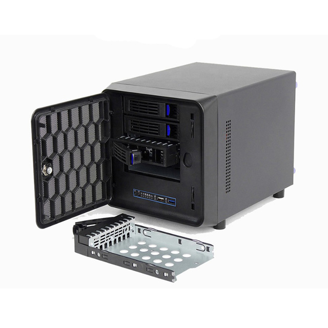 Fast Shipping NAS Chassis with Front Door Lockable Hot Swap 4 Bay Network Storage Nas Server Case Mini Itx case