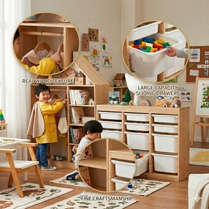 Ensemble <span class=keywords><strong>de</strong></span> meubles Montessori pour enfants, armoire <span class=keywords><strong>de</strong></span> rangement en bois, bibliothèque, organisateur pour maternelle, école maternelle, garderie, équipement <span class=keywords><strong>de</strong></span> crèche - Product Image 2