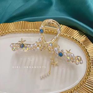 Saidong กรงเล็บหนีบผมอัลลอยหรูหราสไตล์เกาหลี, กิ๊บหนีบผมสไตล์ยุโรปอเมริกันประดับพลอยเทียมมีพู่รูปผีเสื้อลิลลี่วัลเลย์ - Product Image 3