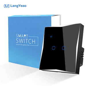 LangYeao CE RoHS 2 Gang WIFI Tuya Alexa uzaktan kumanda işık duvar dokunmatik Wifi ile akıllı anahtar/hiçbir nötr tel evrensel - Product Image 1